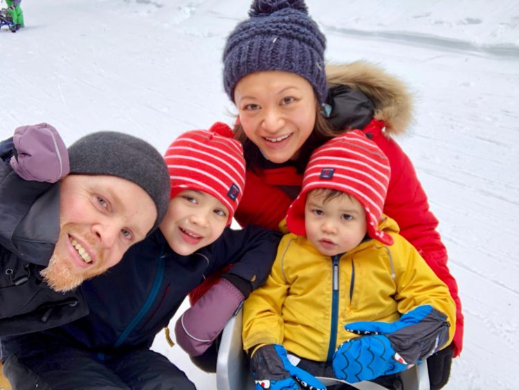 Enjoying some snow and sledding in Switzerland